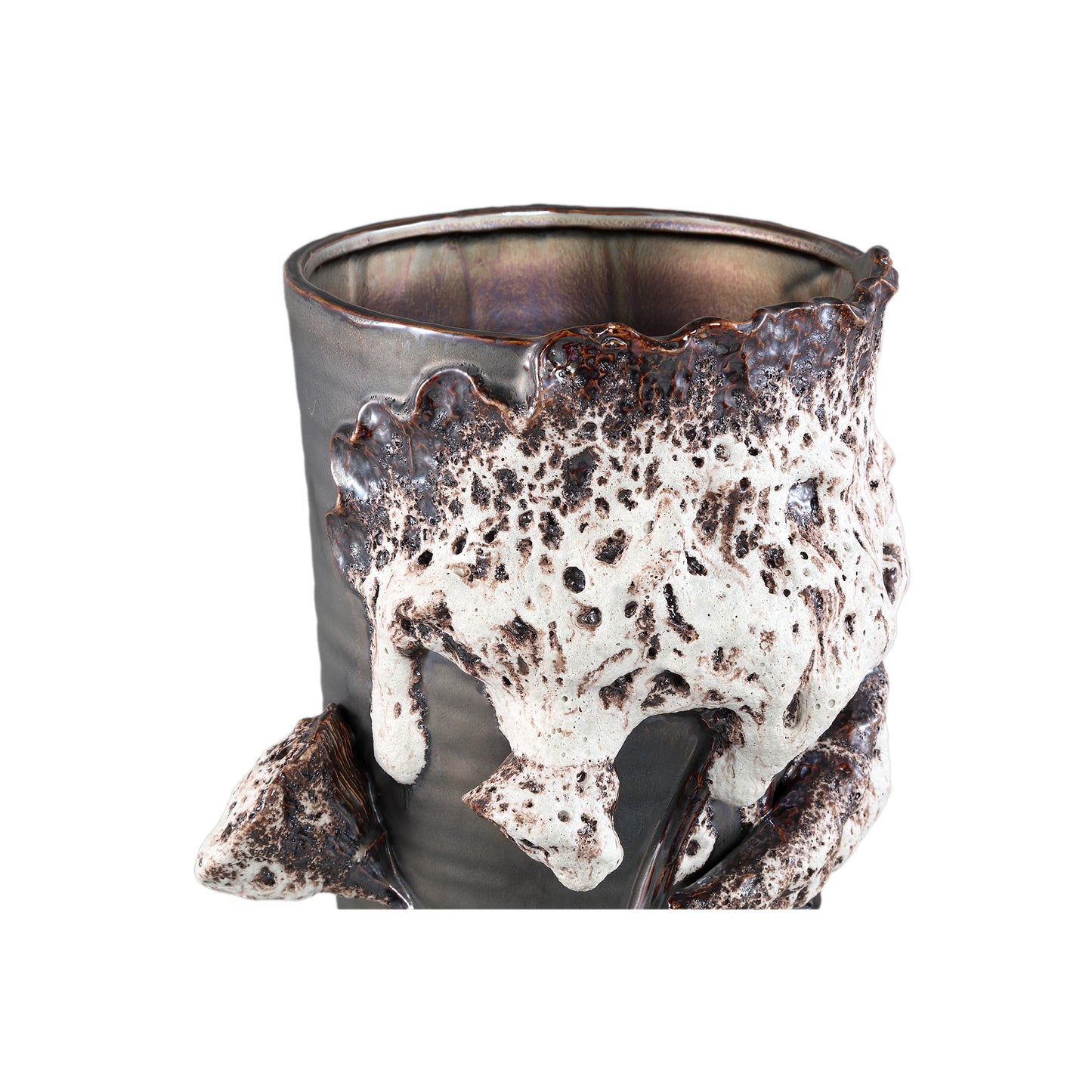 Laverae Brown Ceramic Pot 3D Dried Flower PatternL