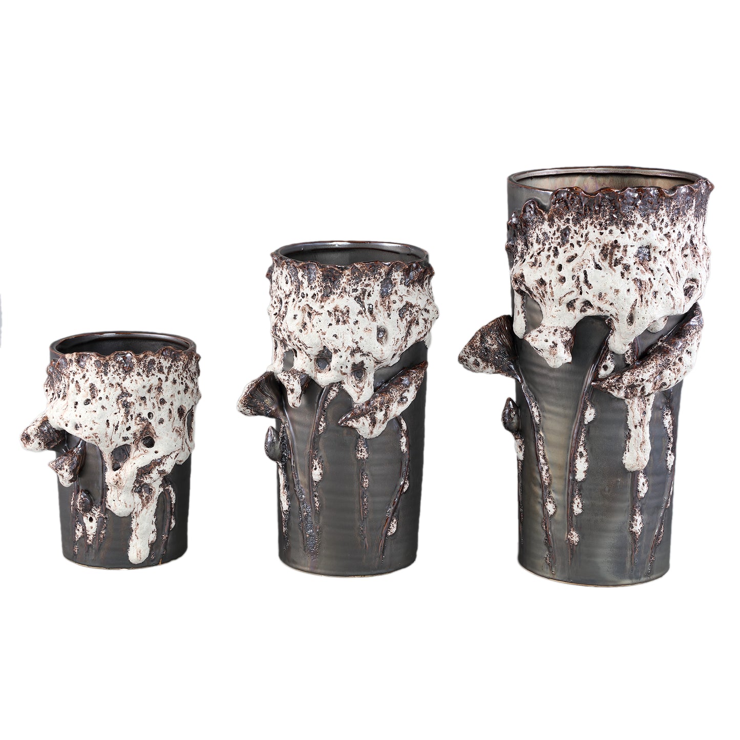 Laverae Brown Ceramic Pot 3D Dried Flower PatternL