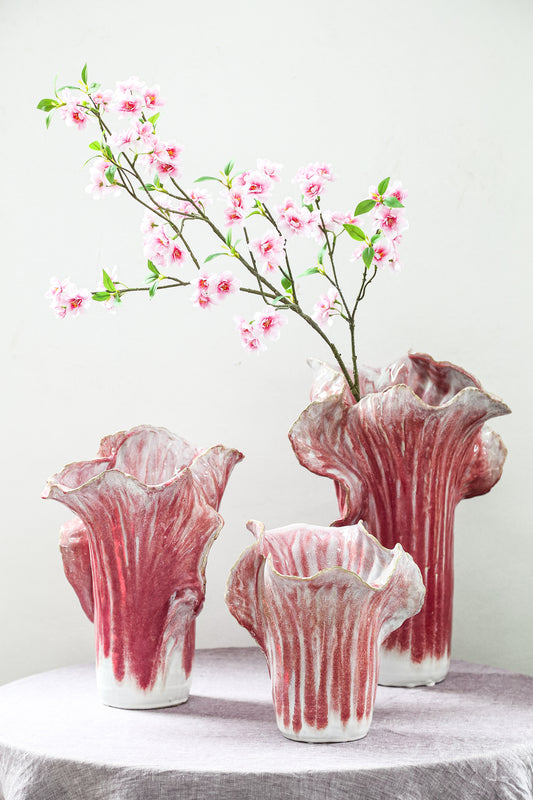 Swing Pink Ceramic Pot Cabbage Shape S