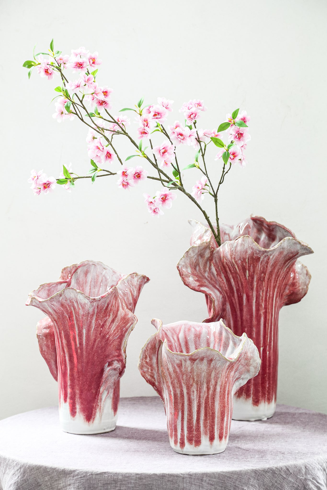 Swing Pink Ceramic Pot Cabbage Shape M