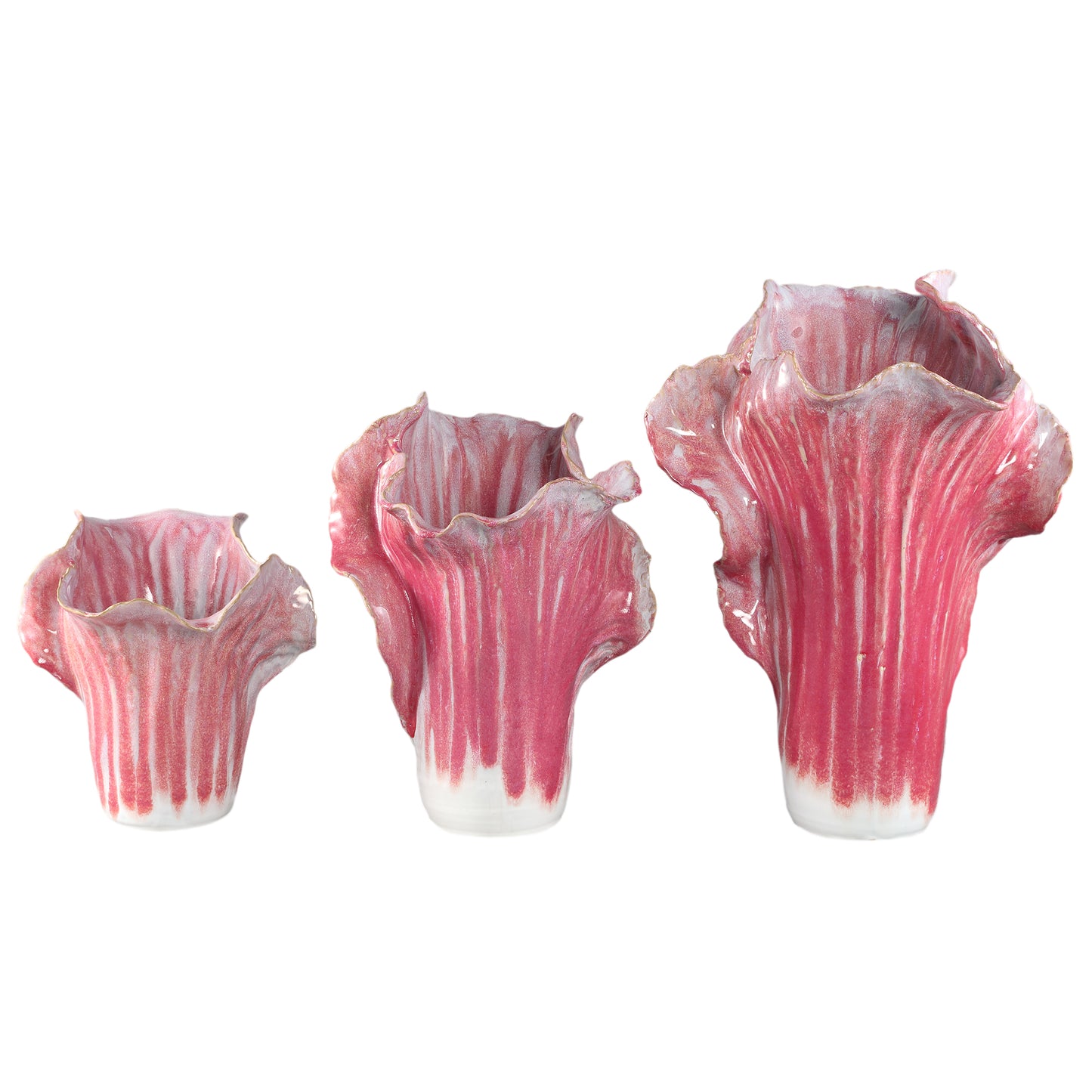 Swing Pink Ceramic Pot Cabbage Shape L