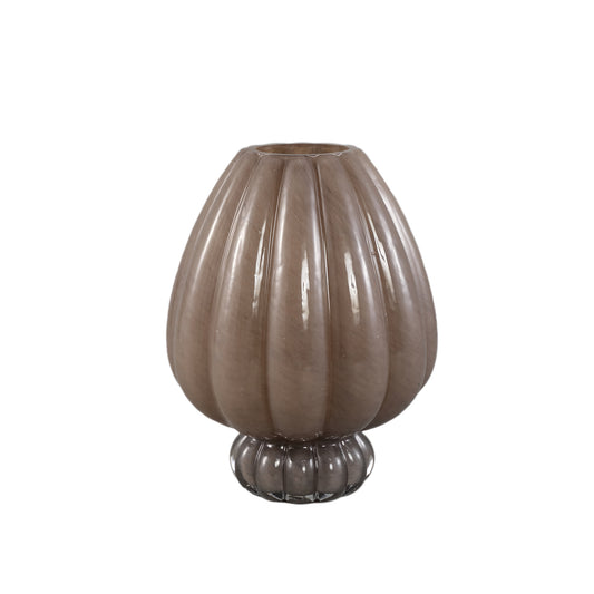 Syamer Brown Milkglass Vase Ribbed On Foot S