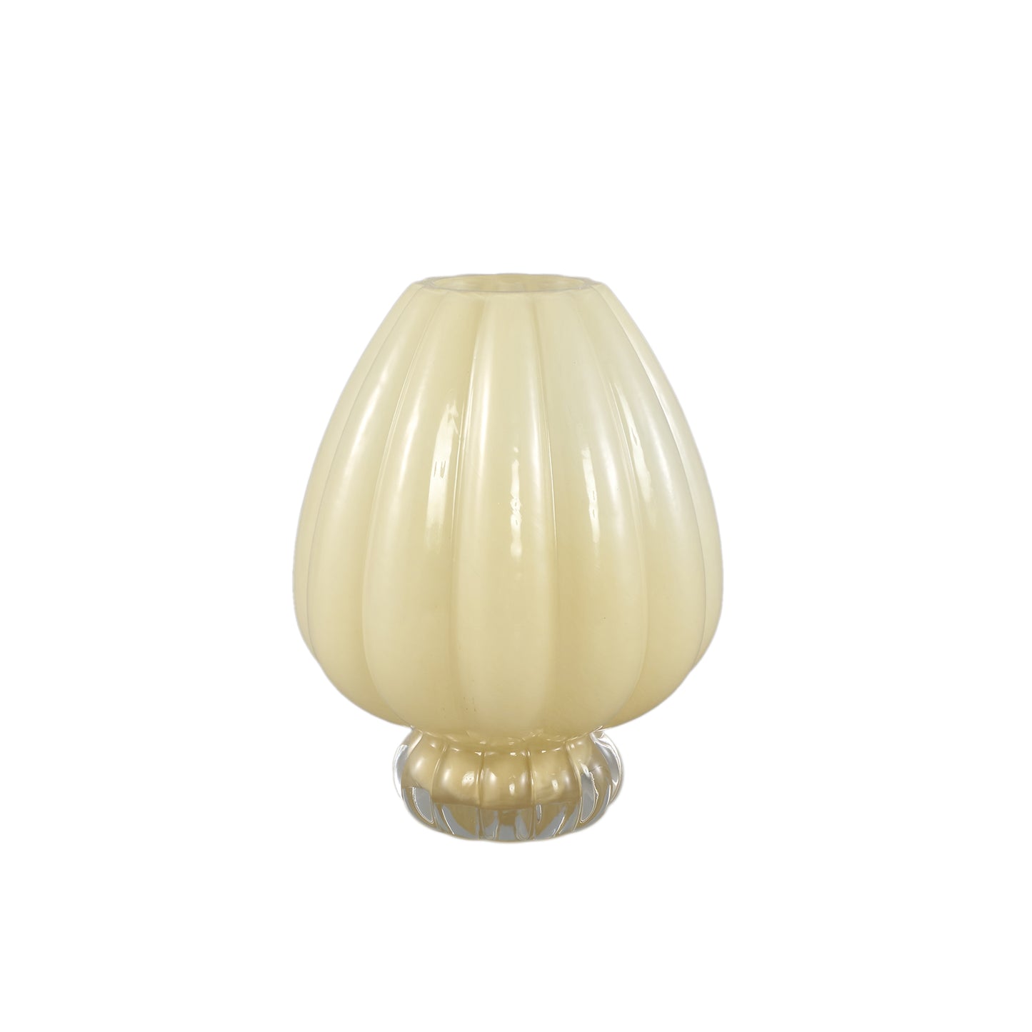 Syamer Cream Milkglass Vase Ribbed On Foot S