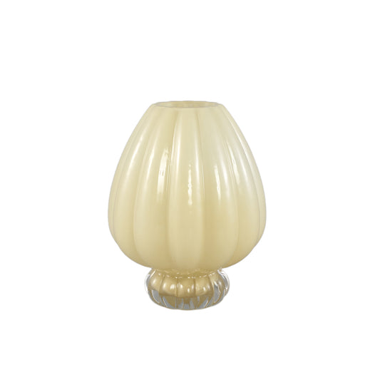 Syamer Cream Milkglass Vase Ribbed On Foot S