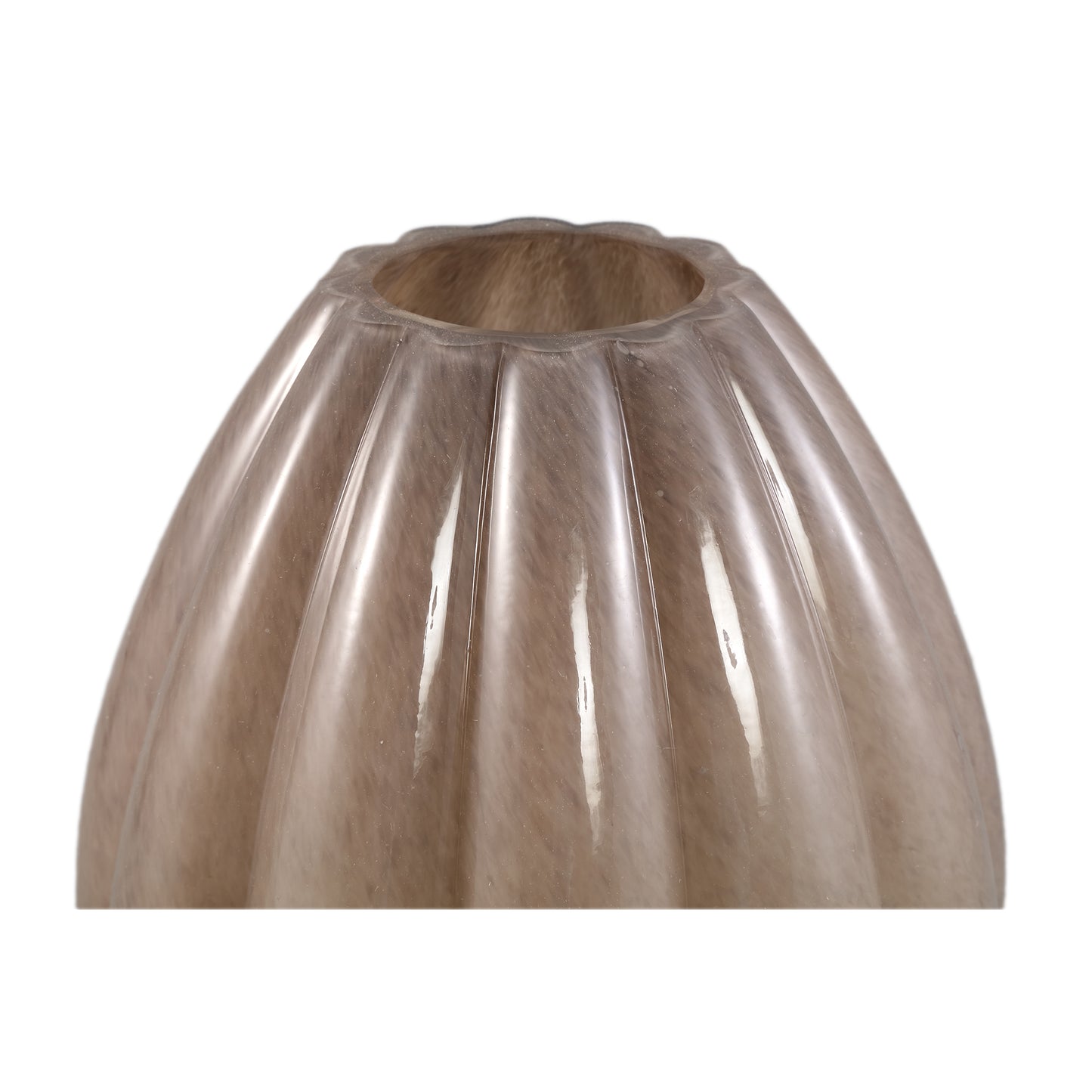 Syamer Brown Milkglass Vase Ribbed On Foot L