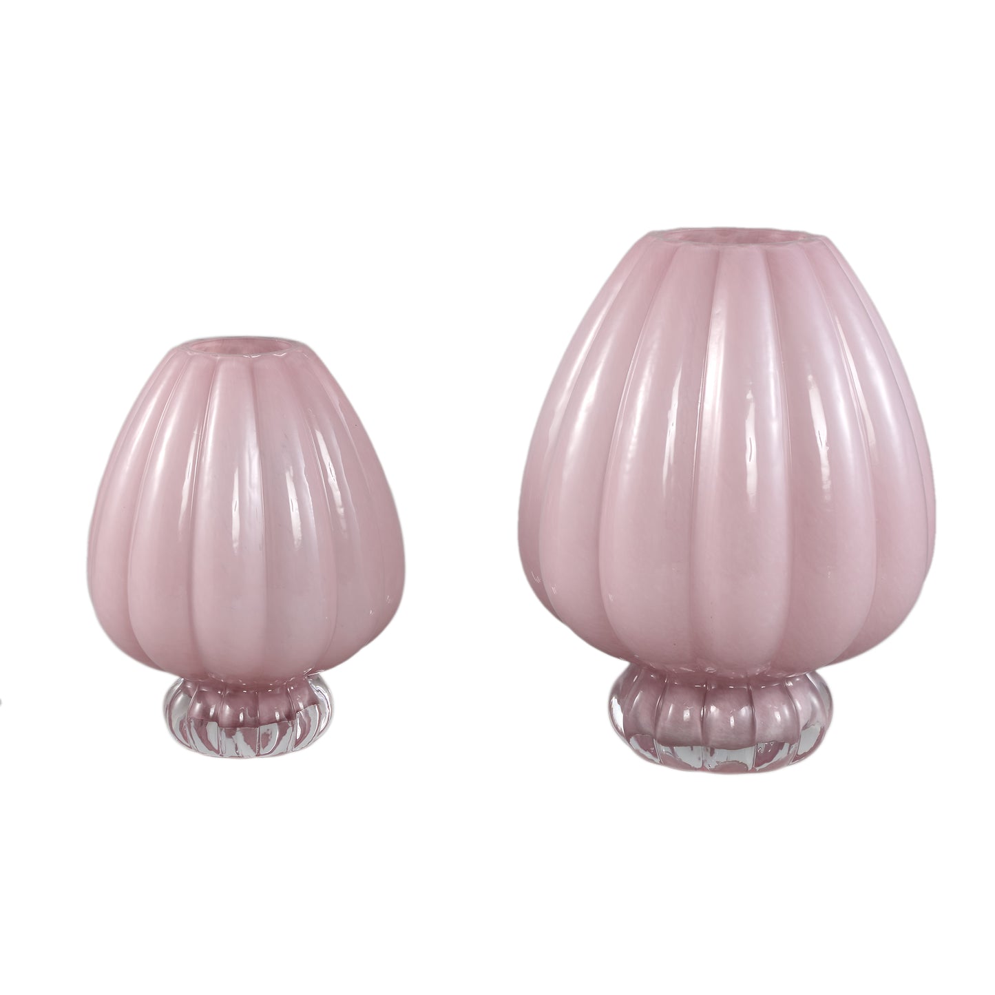 Syamer Pink Milkglass Vase Ribbed On Foot L