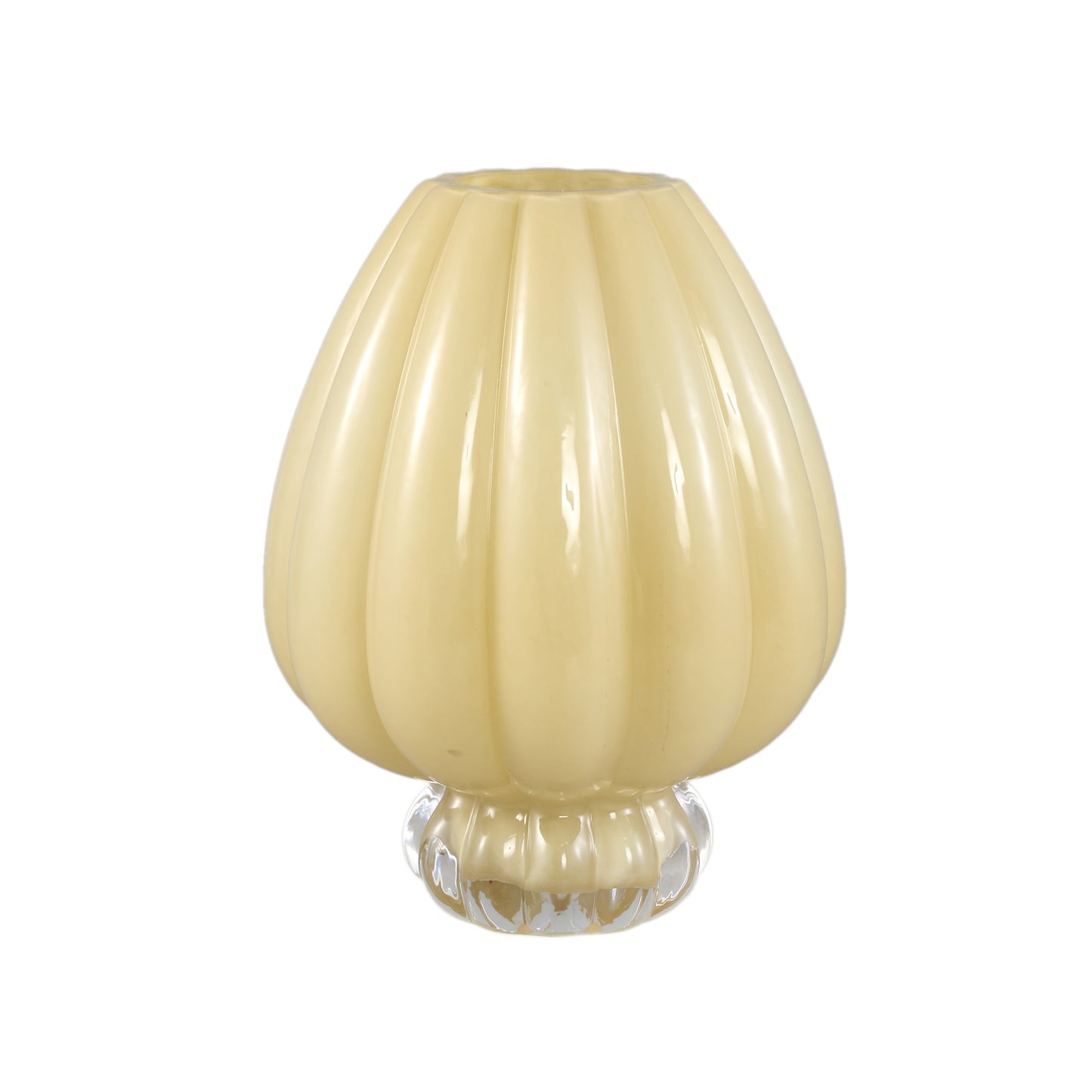 Syamer Cream Milkglass Vase Ribbed On Foot L