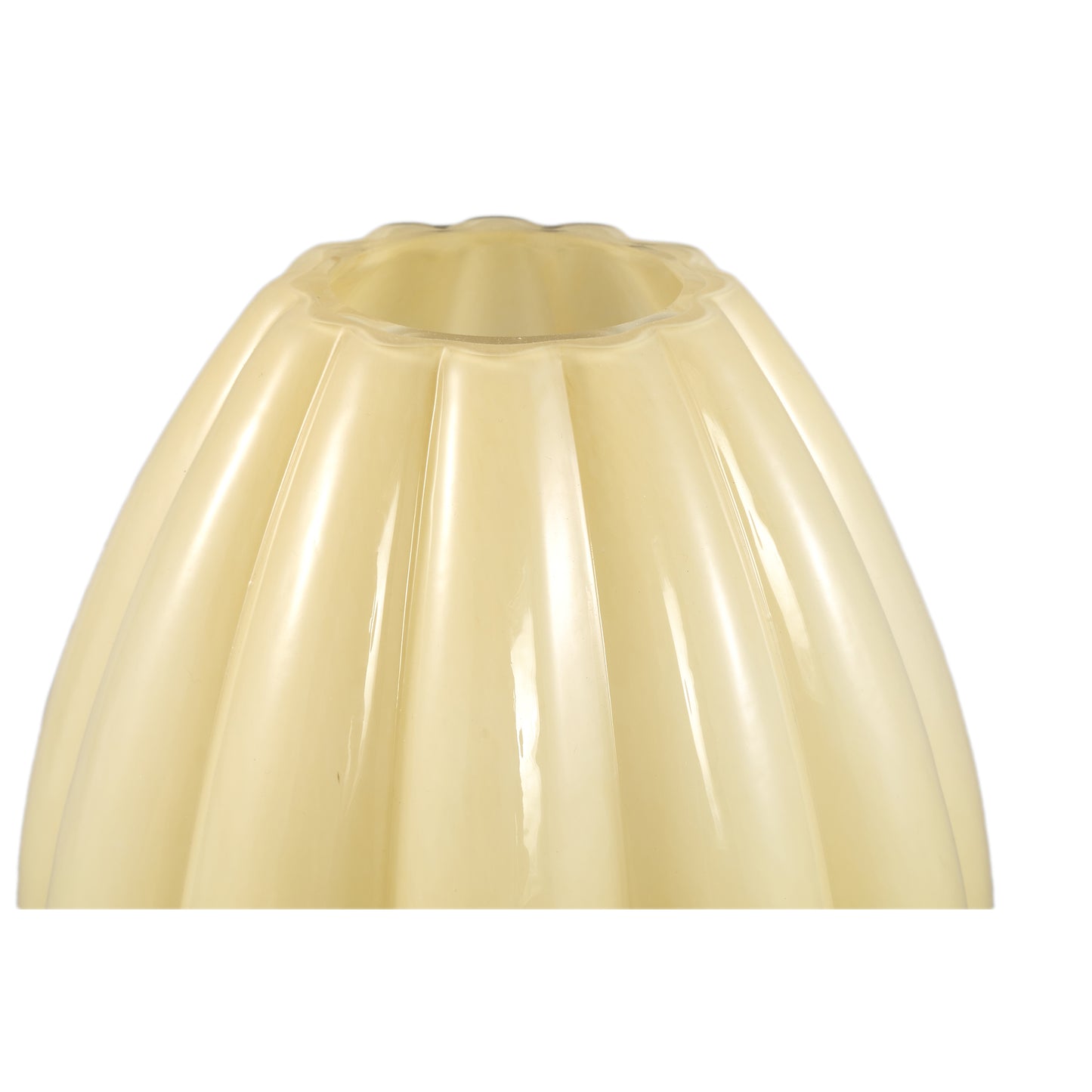 Syamer Cream Milkglass Vase Ribbed On Foot L