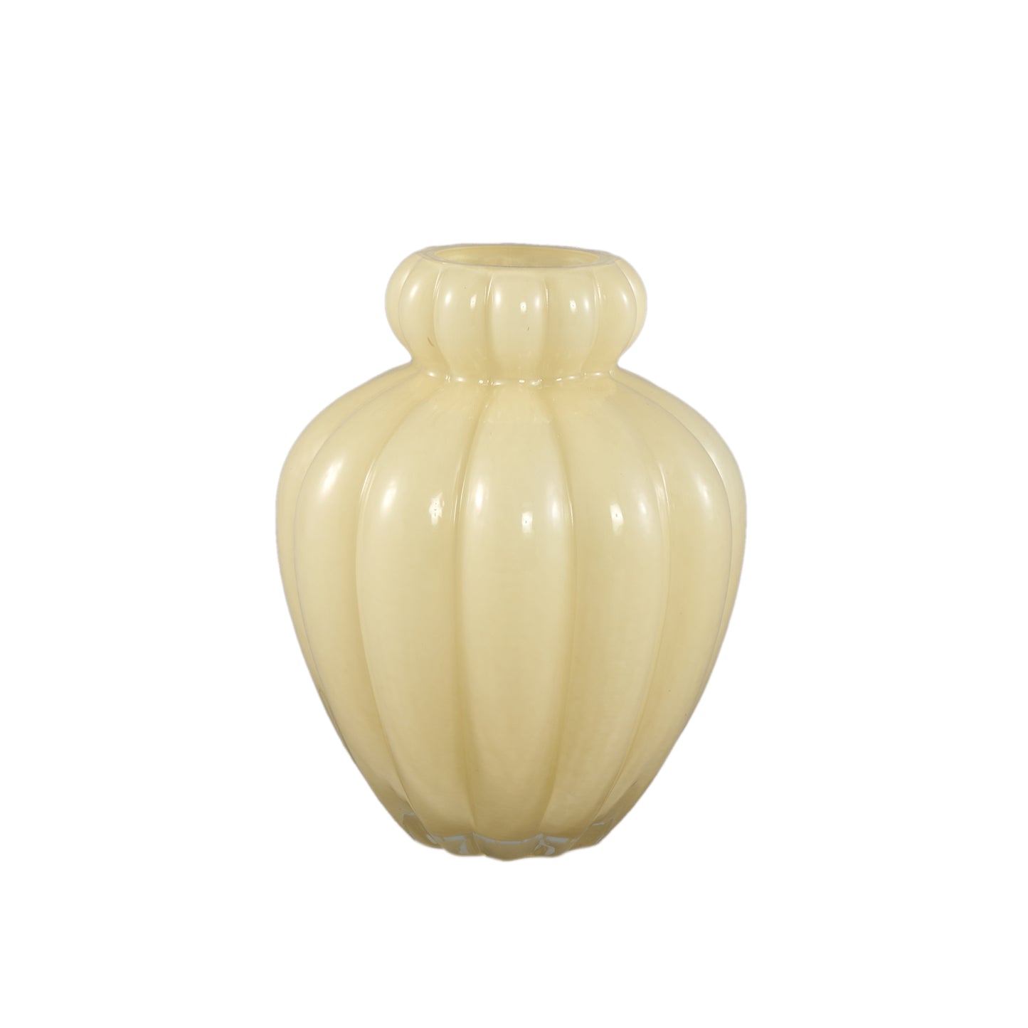 Syamer Cream Milkglass Vase Ribbed Small Border S