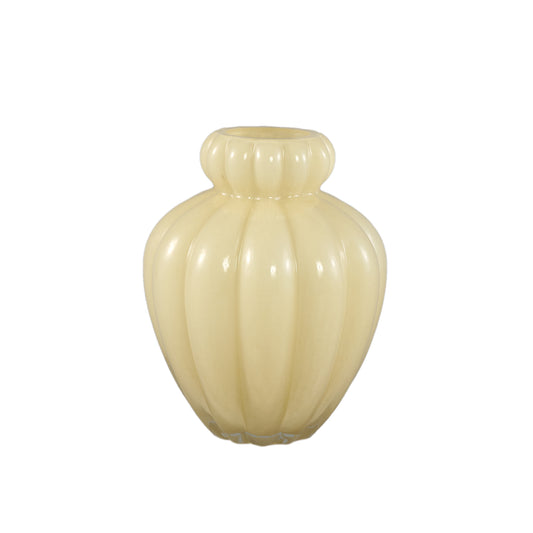 Syamer Cream Milkglass Vase Ribbed Small Border S