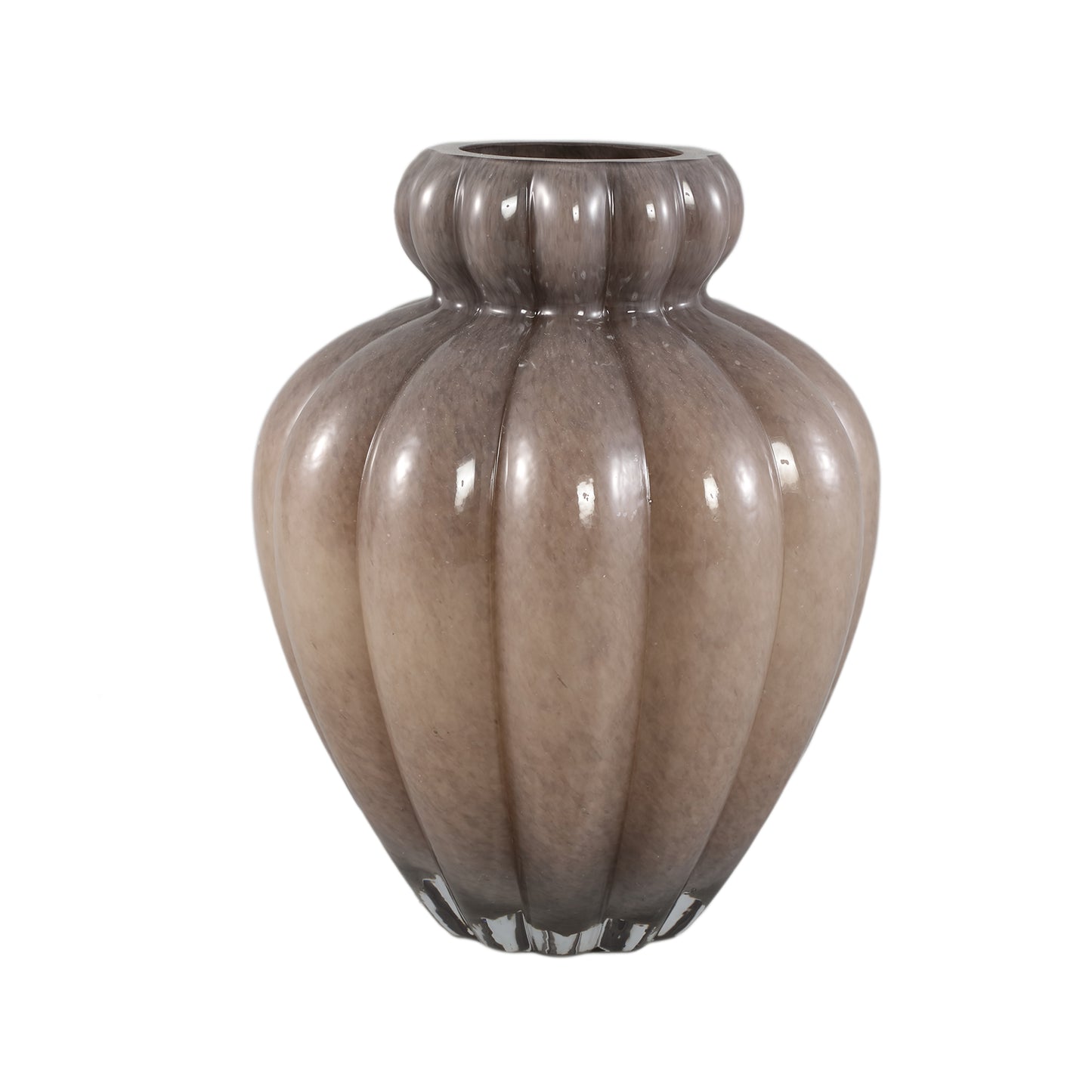 Syamer Brown Milkglass Vase Ribbed Small Border L
