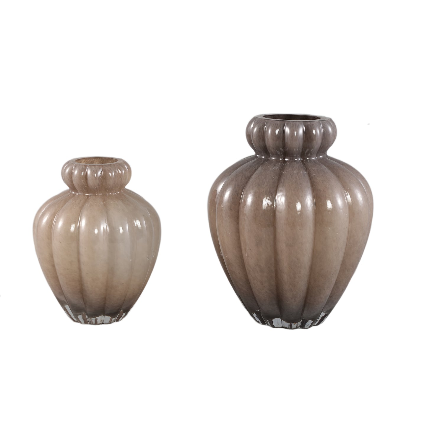 Syamer Brown Milkglass Vase Ribbed Small Border L