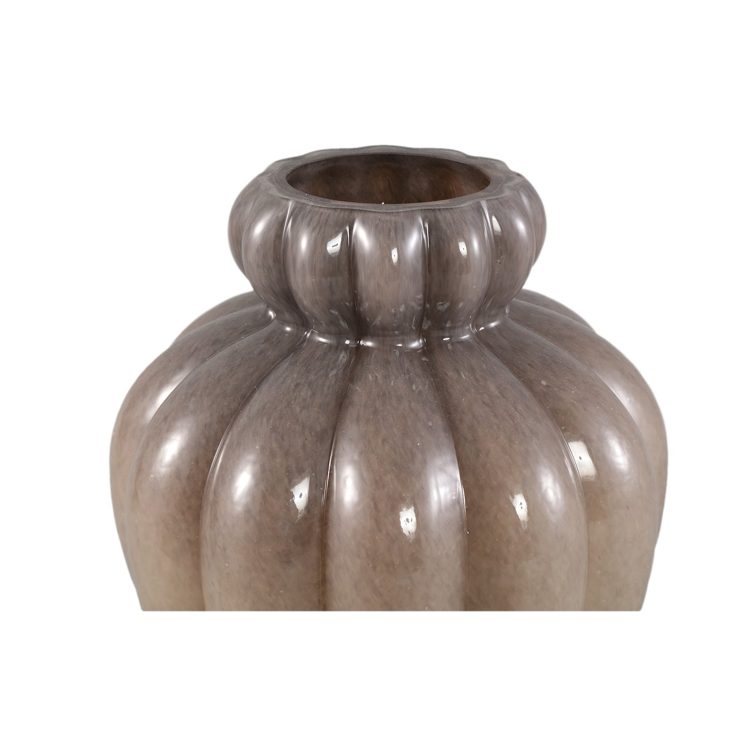 Syamer Brown Milkglass Vase Ribbed Small Border L