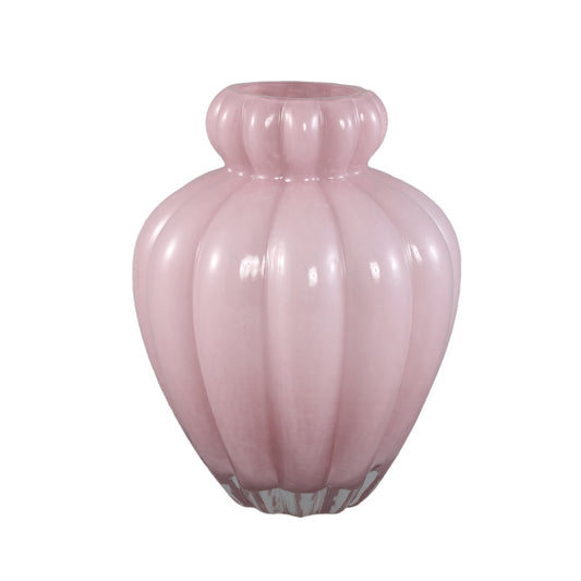 Syamer Pink Milkglass Vase Ribbed Small Border L