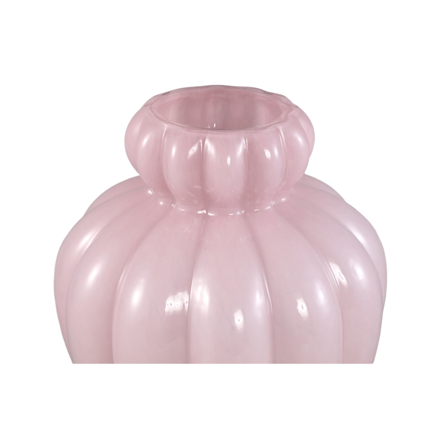 Syamer Pink Milkglass Vase Ribbed Small Border L
