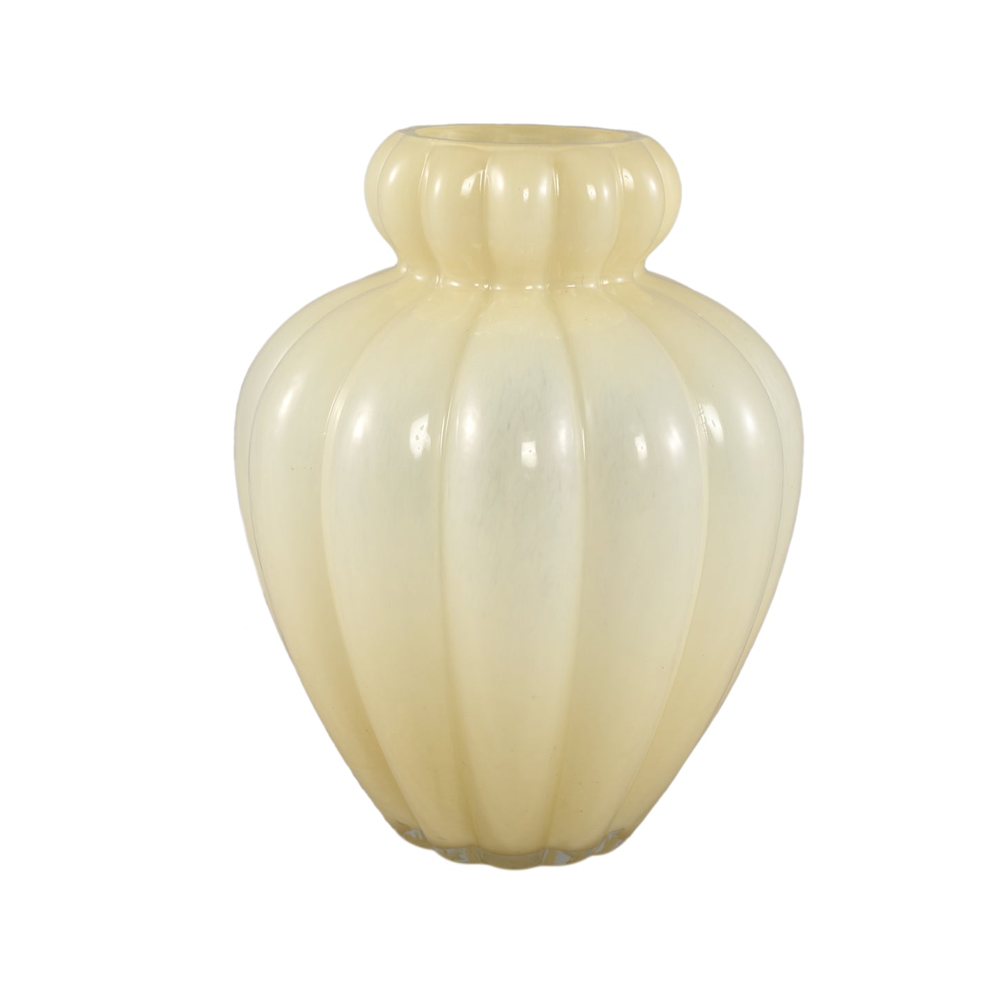 Syamer Cream Milkglass Vase Ribbed Small Border L