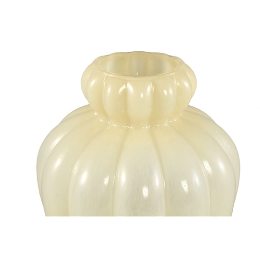 Syamer Cream Milkglass Vase Ribbed Small Border L