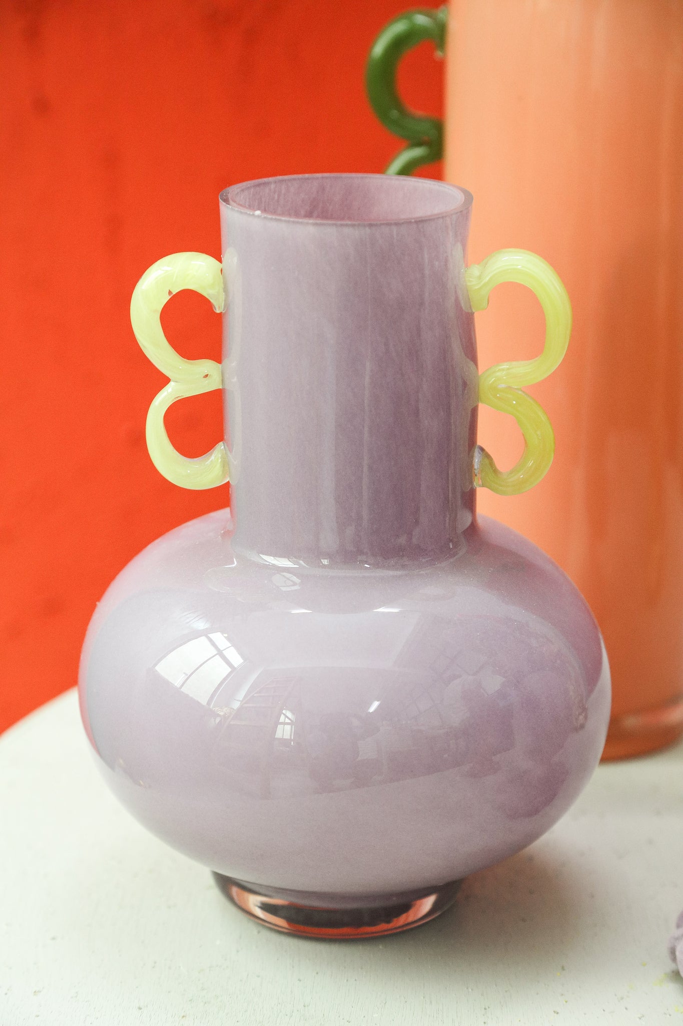 Mobeen Purple Glass Vase With Yellow Ears Round
