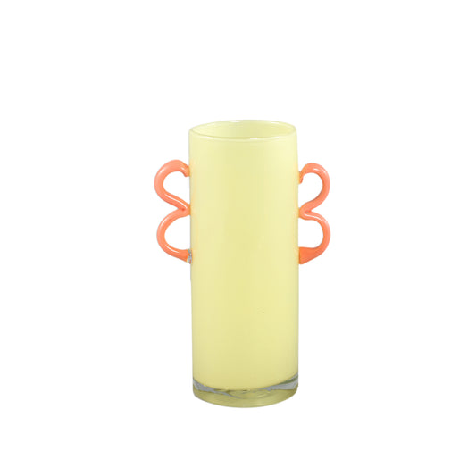Mobeen Yellow Glass Vase With Orange Ears Round