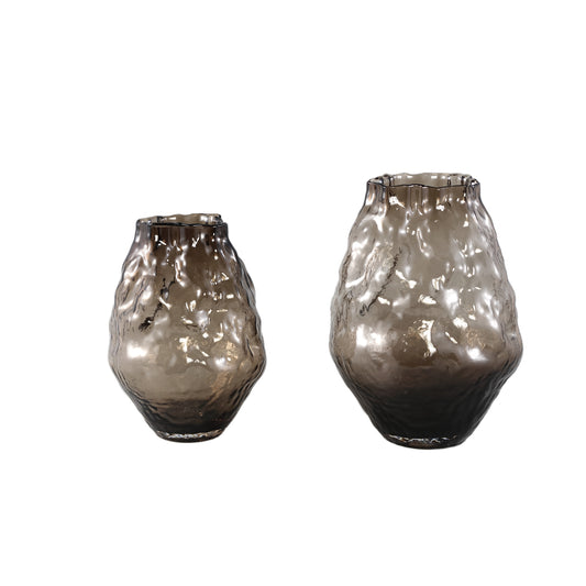 Narin Bruine Glazen Vaas Onregelmatige Vorm L 31.5x24x24 cm