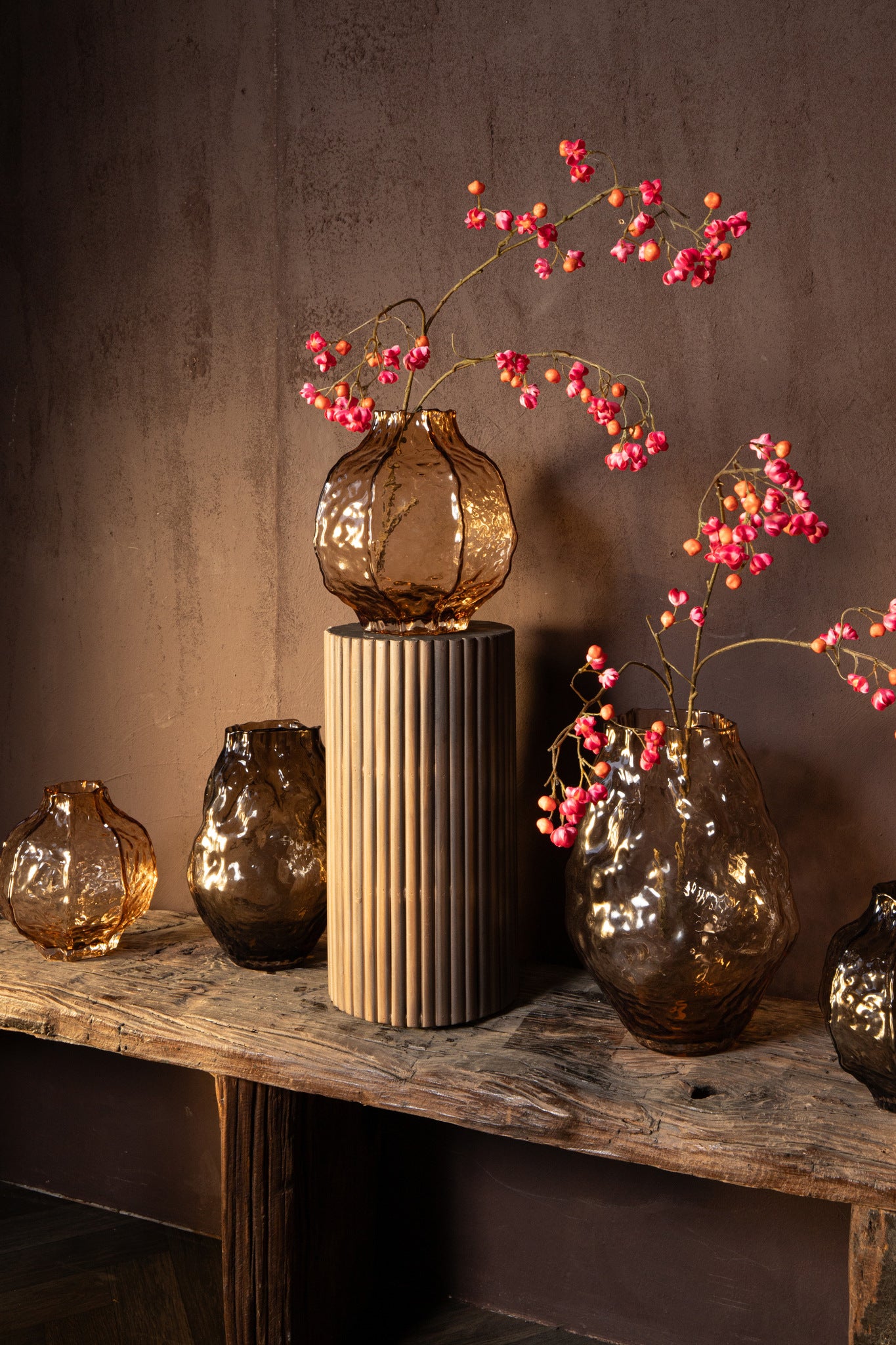 Narin Brown Irregular Shaped Glass Vase L