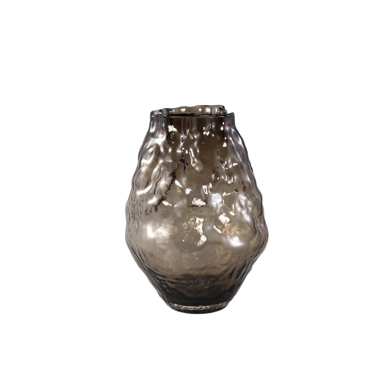 Narin Brown Irregular Shaped Glass Vase S