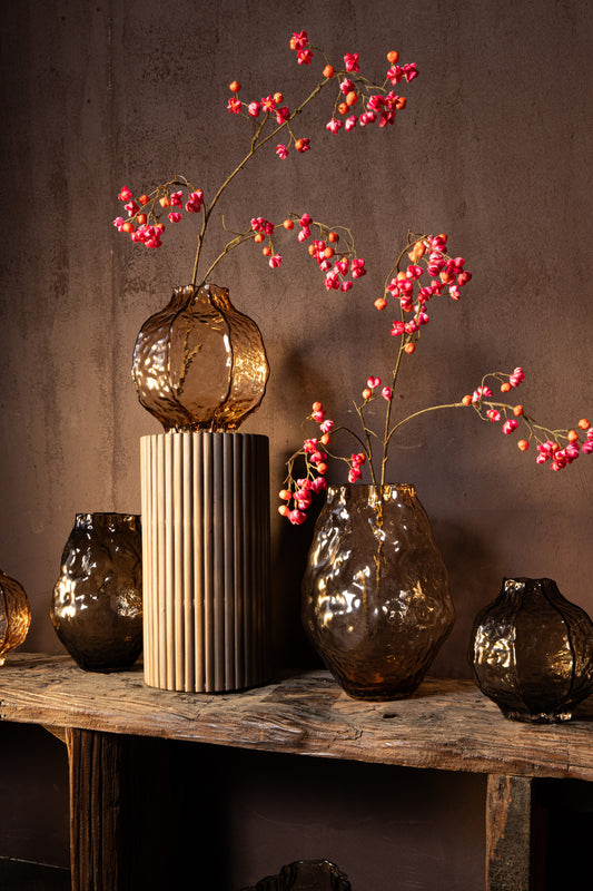 Narin Brown Irregular Shaped Glass Vase S