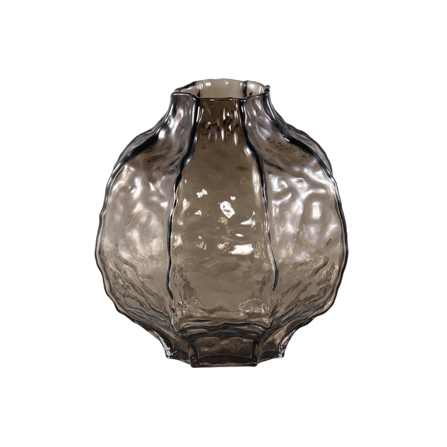 Narin Brown Round Shaped Glass Vase L