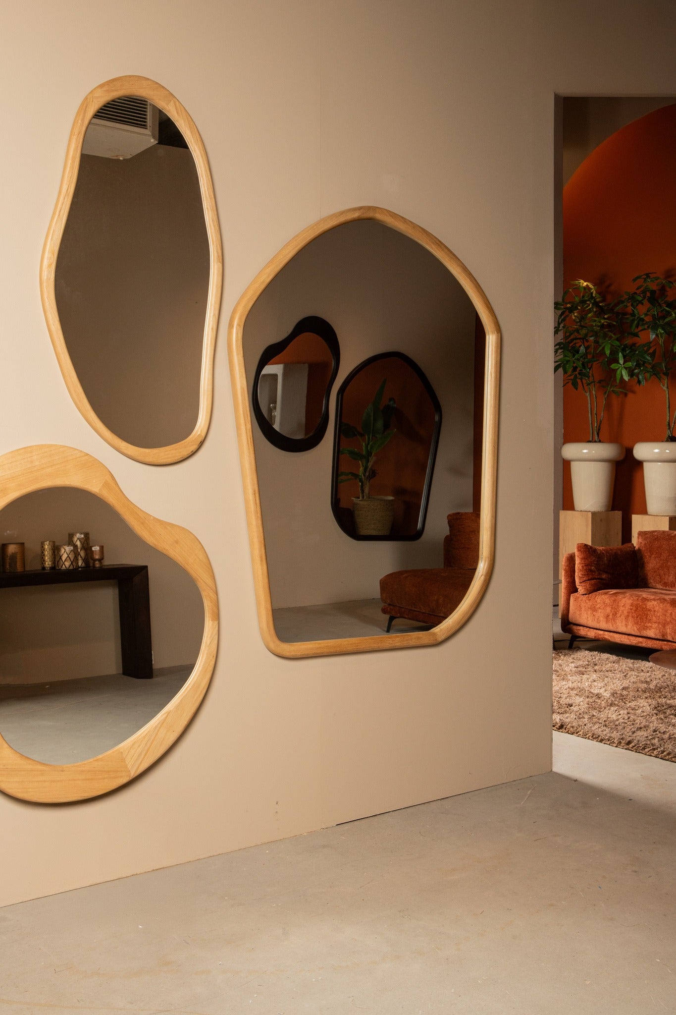 Barragh Natural Solid Wood Organic Mirror