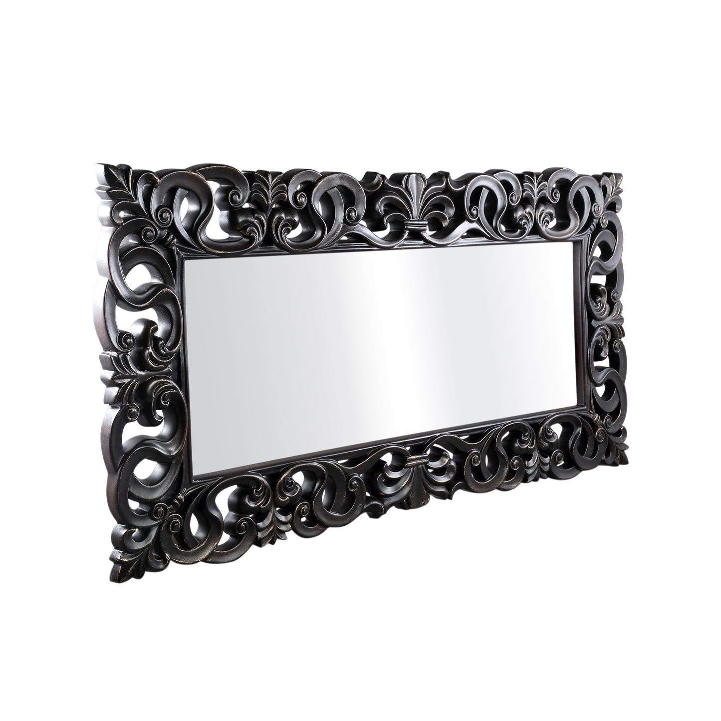 Morrigan Black Poly Classical Mirror Rectangle