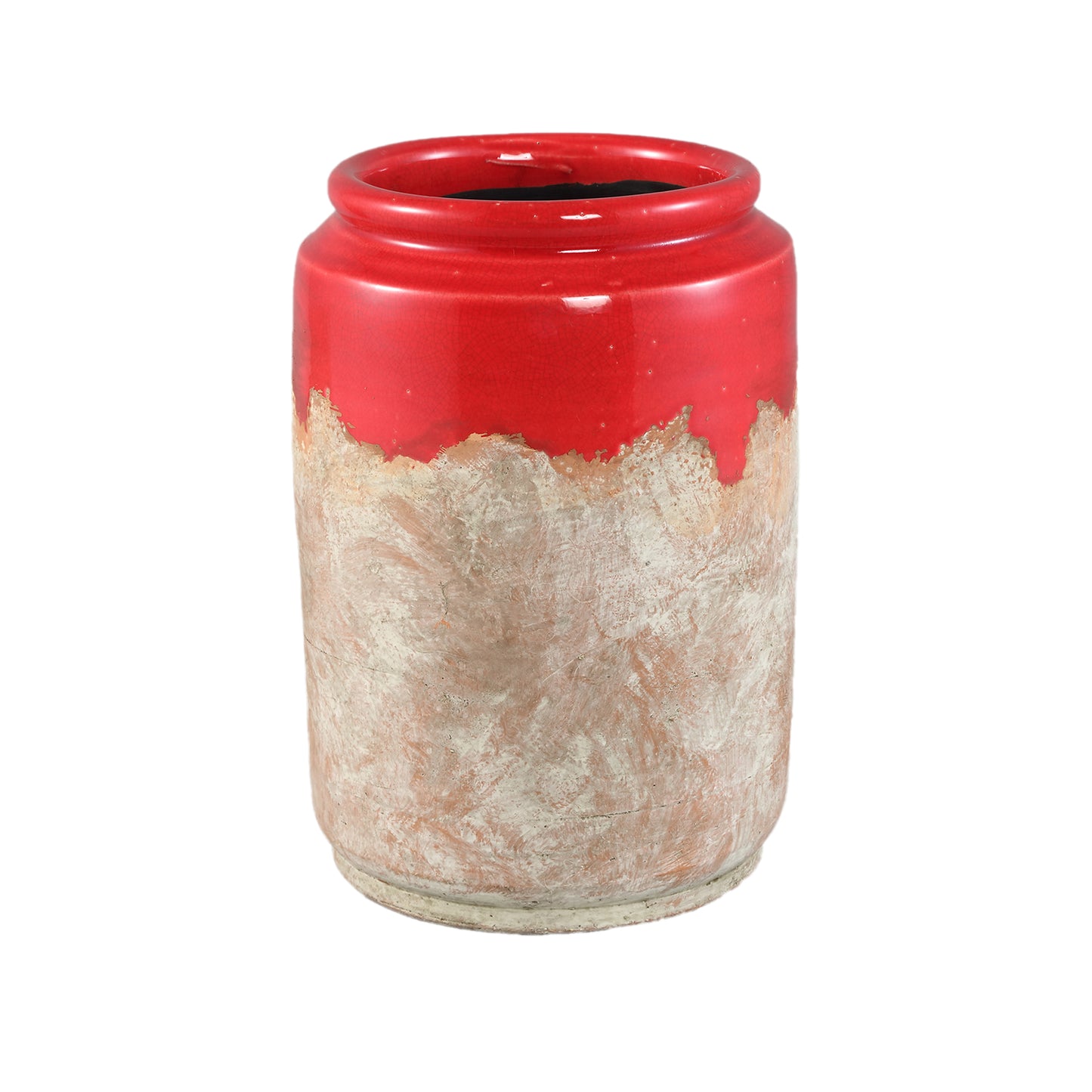 Breffni Red Round Terra Pot Glazed Top L