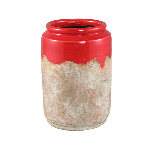 Breffni Red Round Terra Pot Glazed Top L