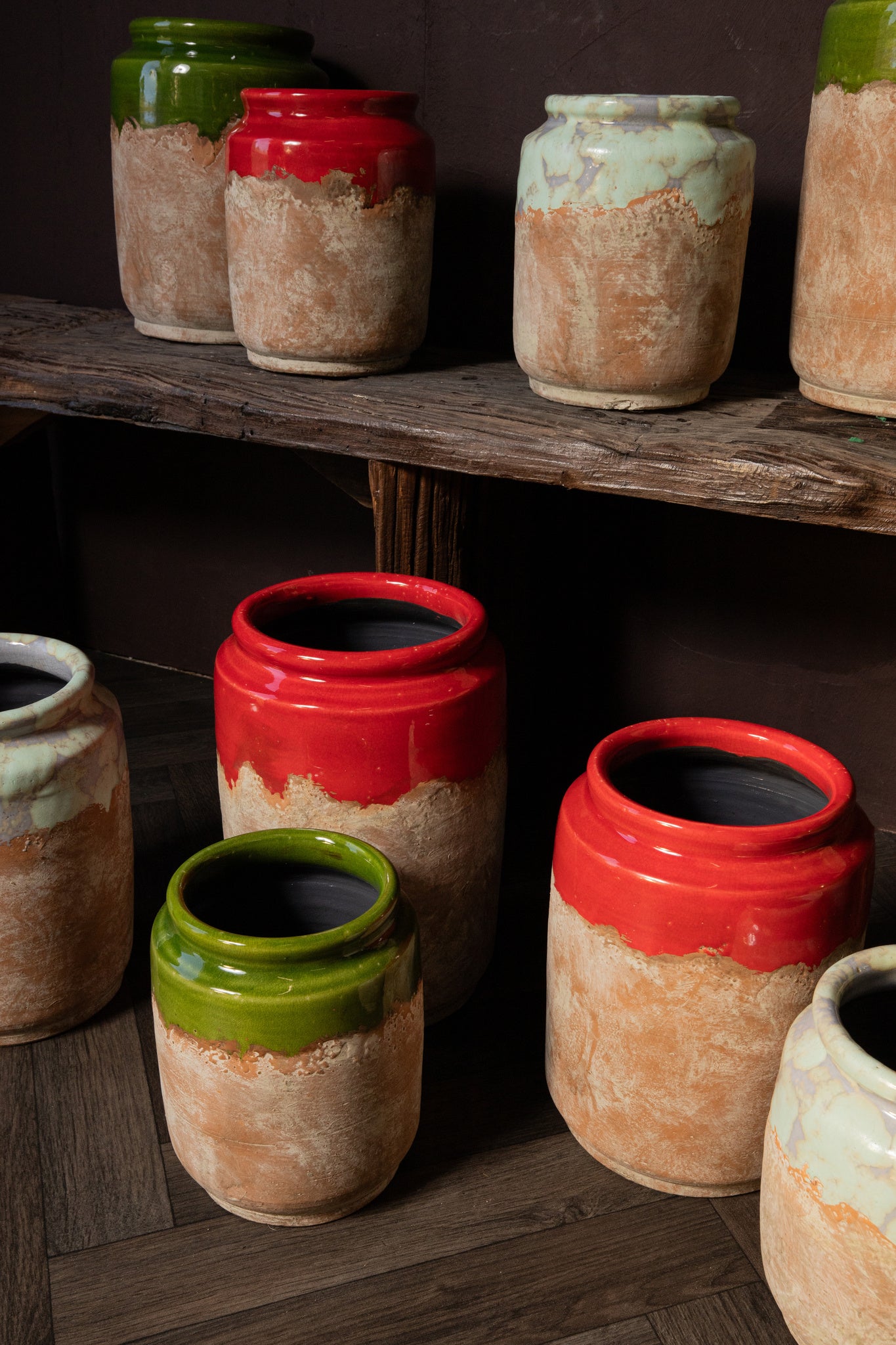 Breffni Red Round Terra Pot Glazed Top L