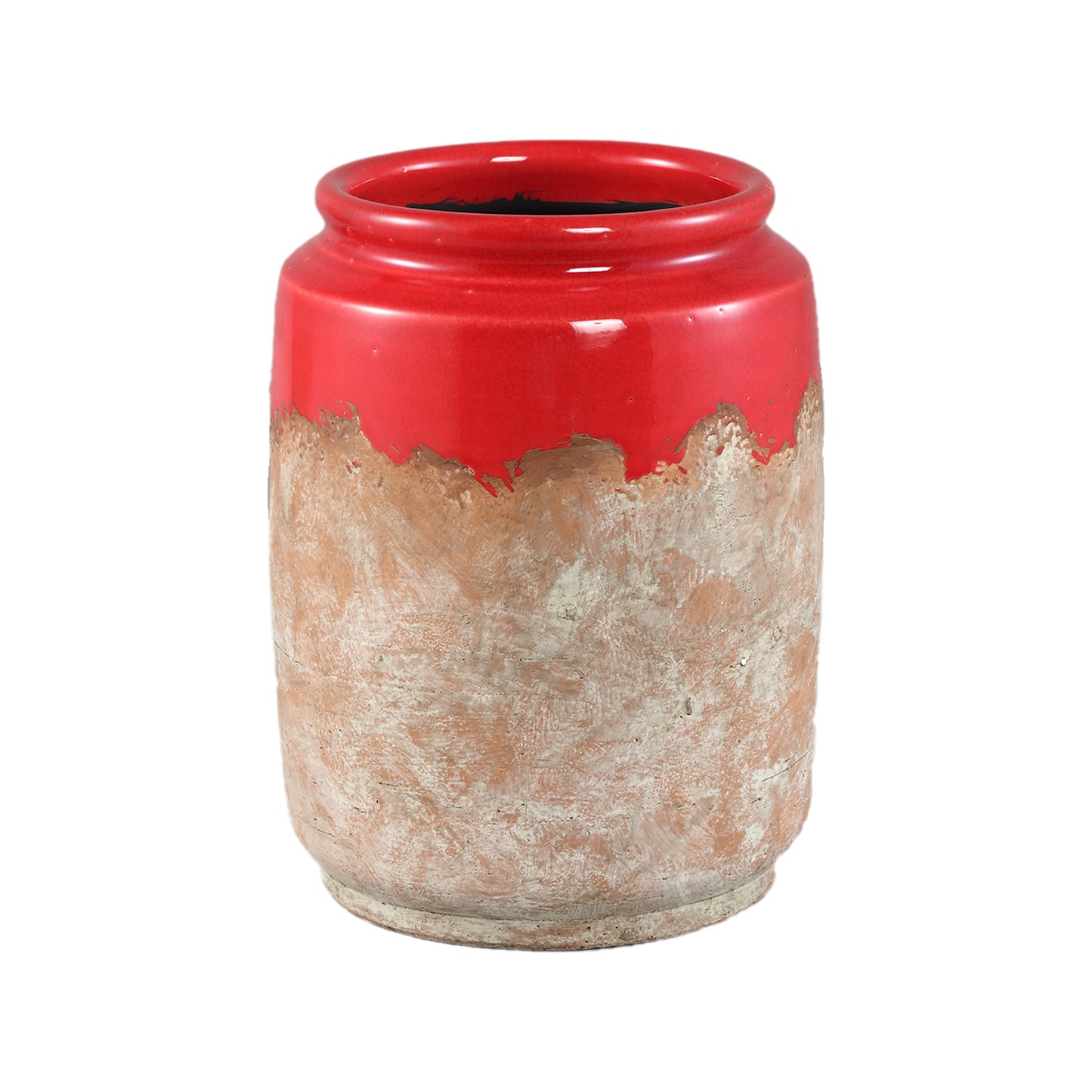 Breffni Red Round Terra Pot Glazed Top M