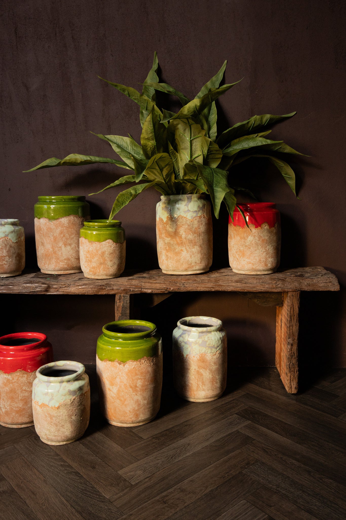 Breffni Red Round Terra Pot Glazed Top M