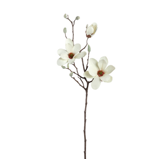 Magnolia Flower Wit Spray Met Knop - Set van 12 73x36x23 cm