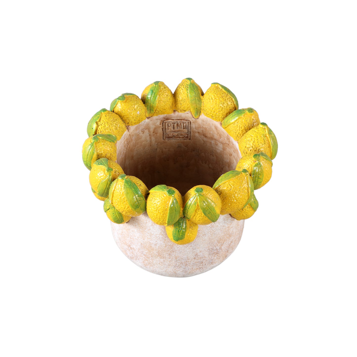Latesha Yellow Round Cement Pot With Lemons L