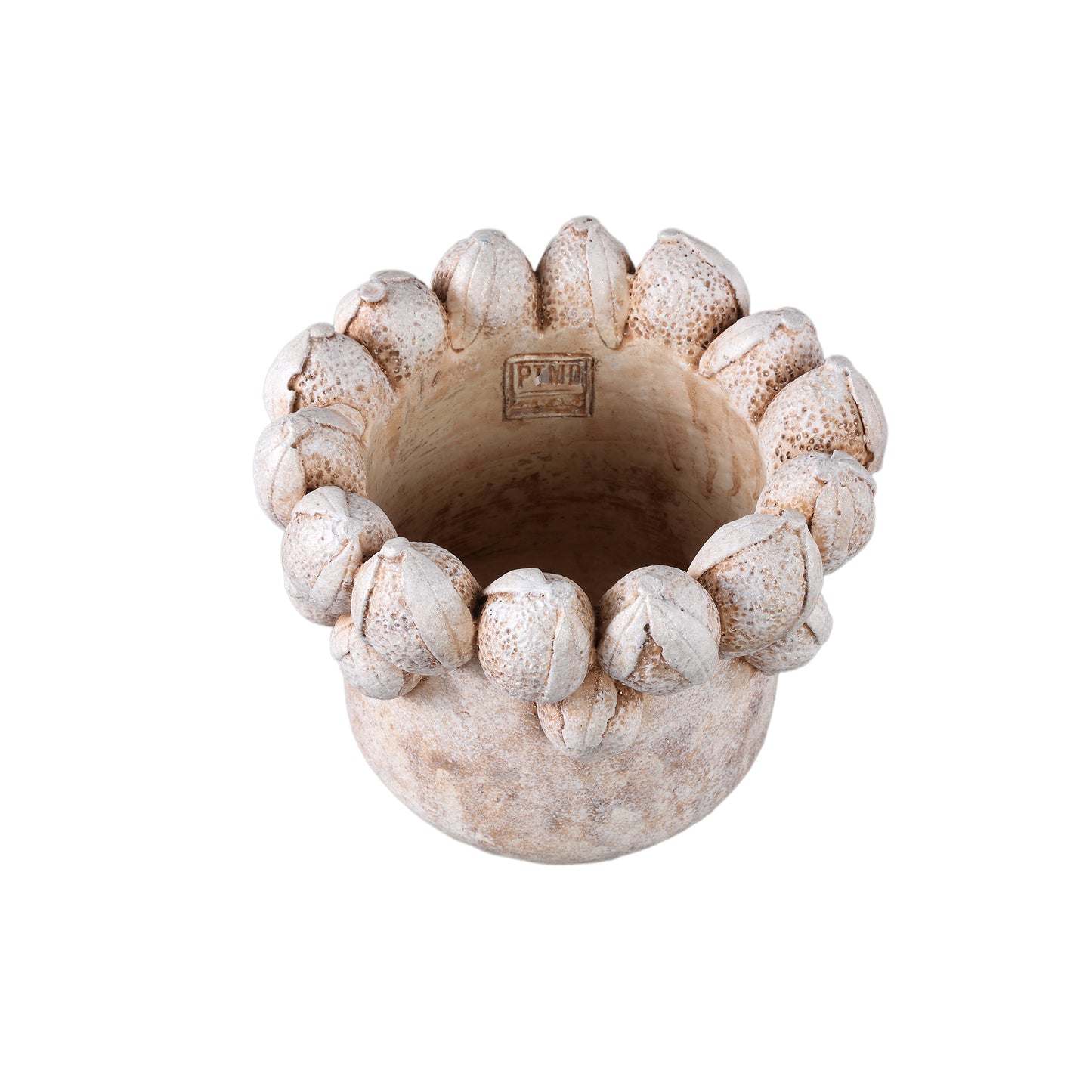 Latesha Cream Round Cement Pot With Lemons L