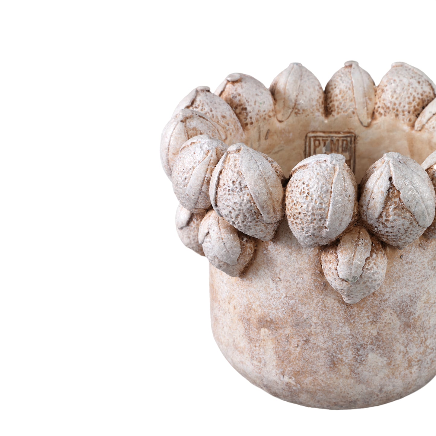 Latesha Cream Round Cement Pot With Lemons L