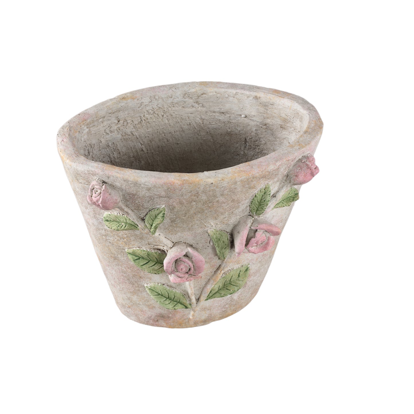 Annastasia Cream Oval Cement Pot With Flowers L