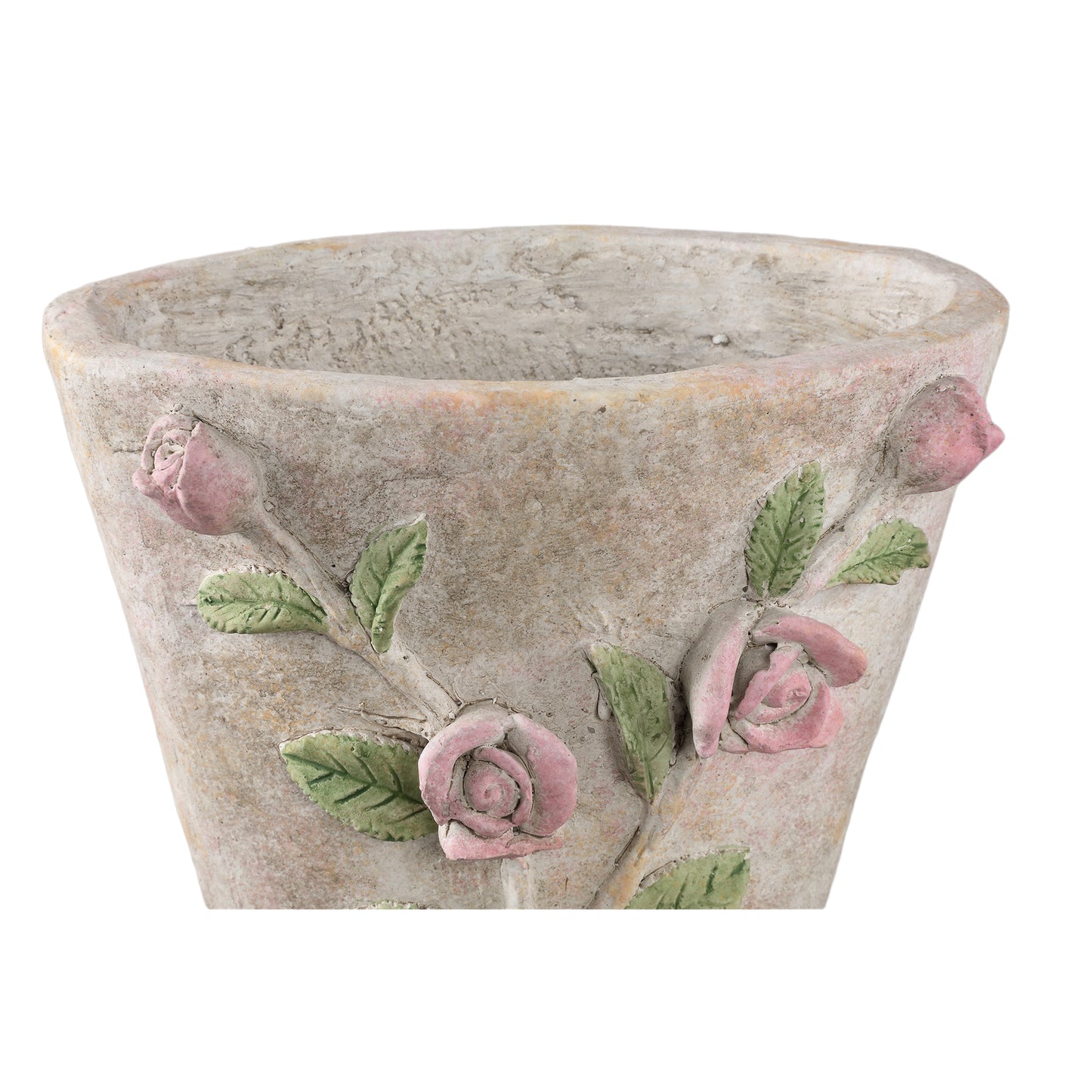 Annastasia Cream Oval Cement Pot With Flowers L