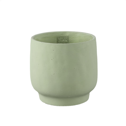Aline Green Round Cement Pot On Base L
