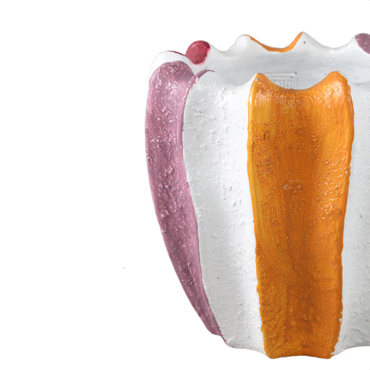 Triniti Red Round Cement Pot Multi Colored XL