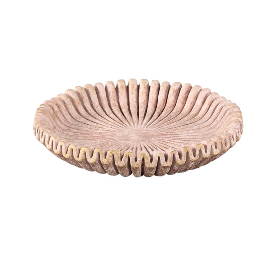 Raffay Bruin Cement Rond Dienblad Geribbeld Set van 4 Stuks - 4 Sets 6x35x35 cm