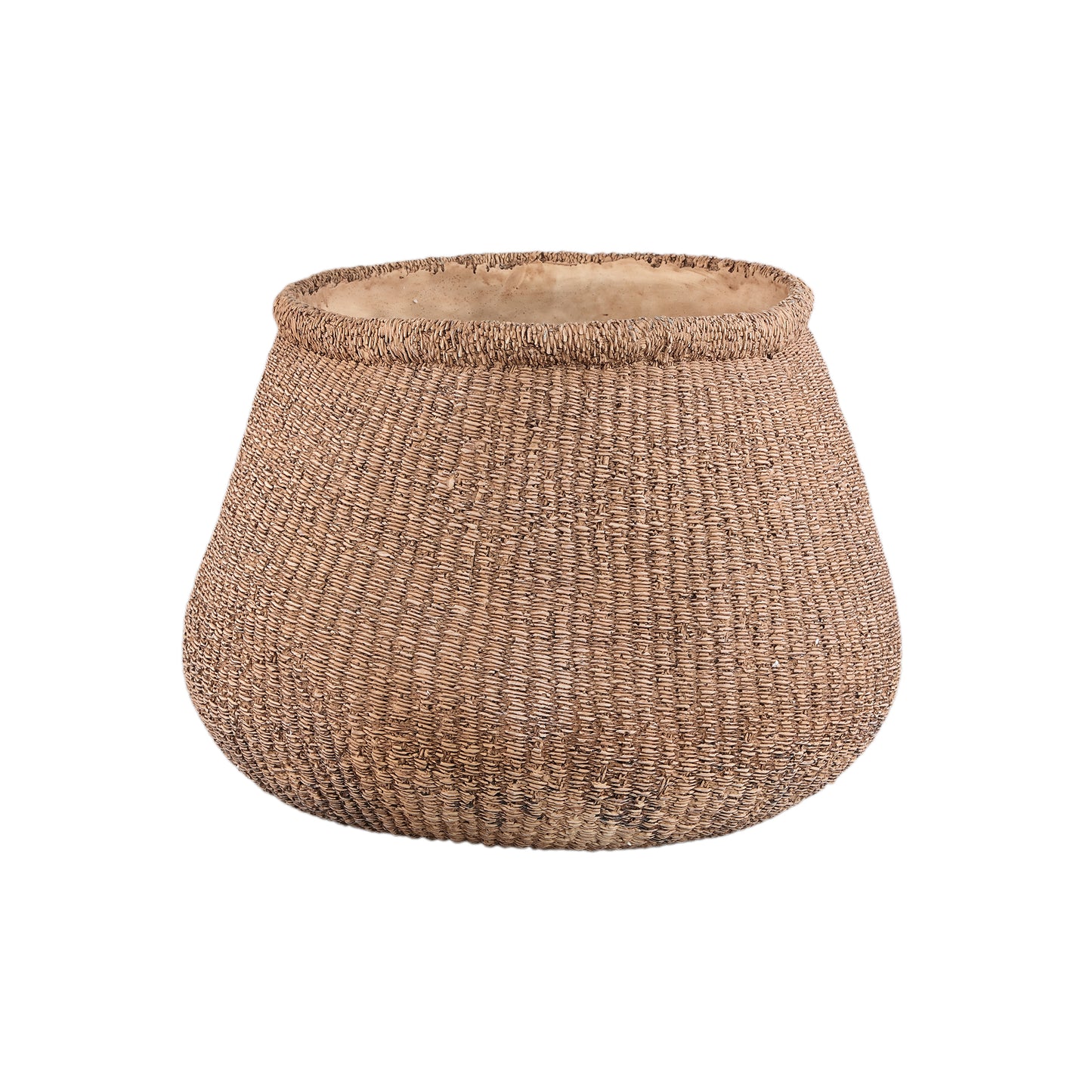 Kassidy Brown Basket Look Cement Pot W Stucture L