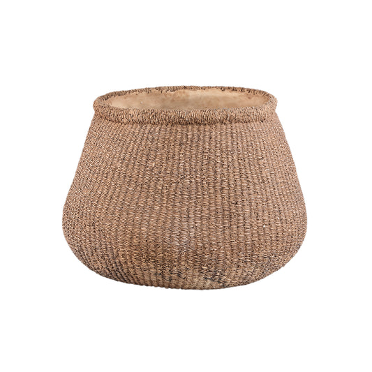 Kassidy Brown Basket Look Cement Pot W Stucture L