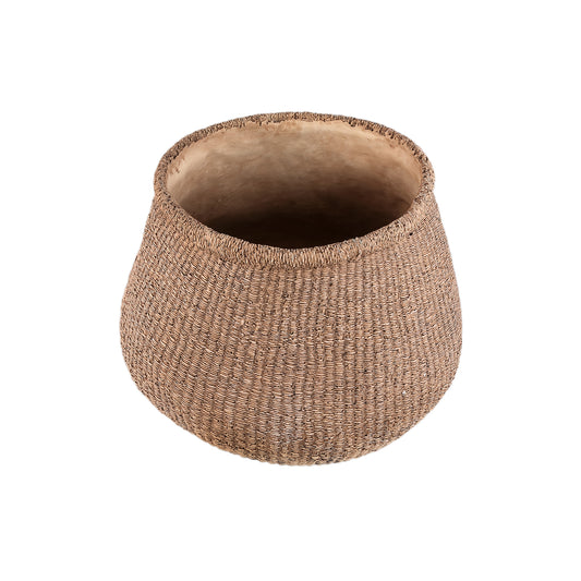 Kassidy Brown Basket Look Cement Pot W Stucture L