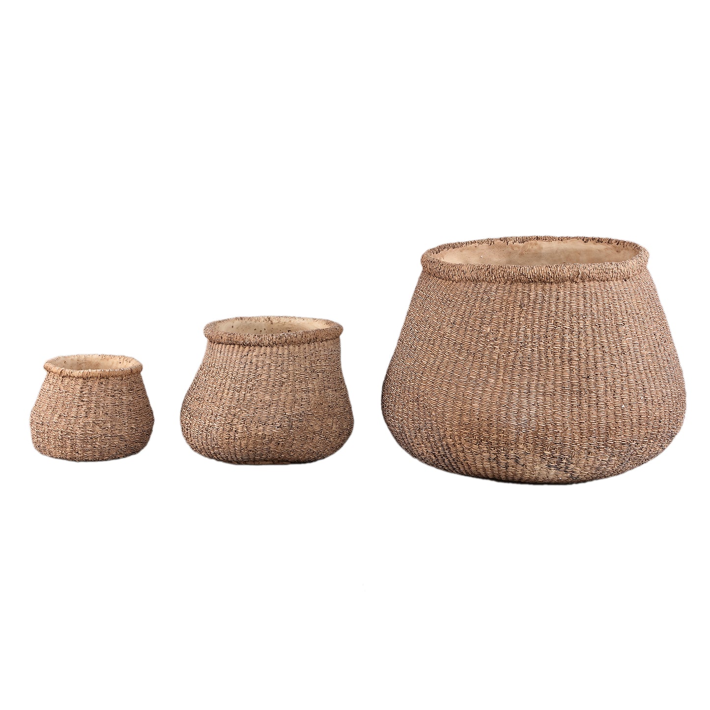 Kassidy Brown Basket Look Cement Pot W Stucture L