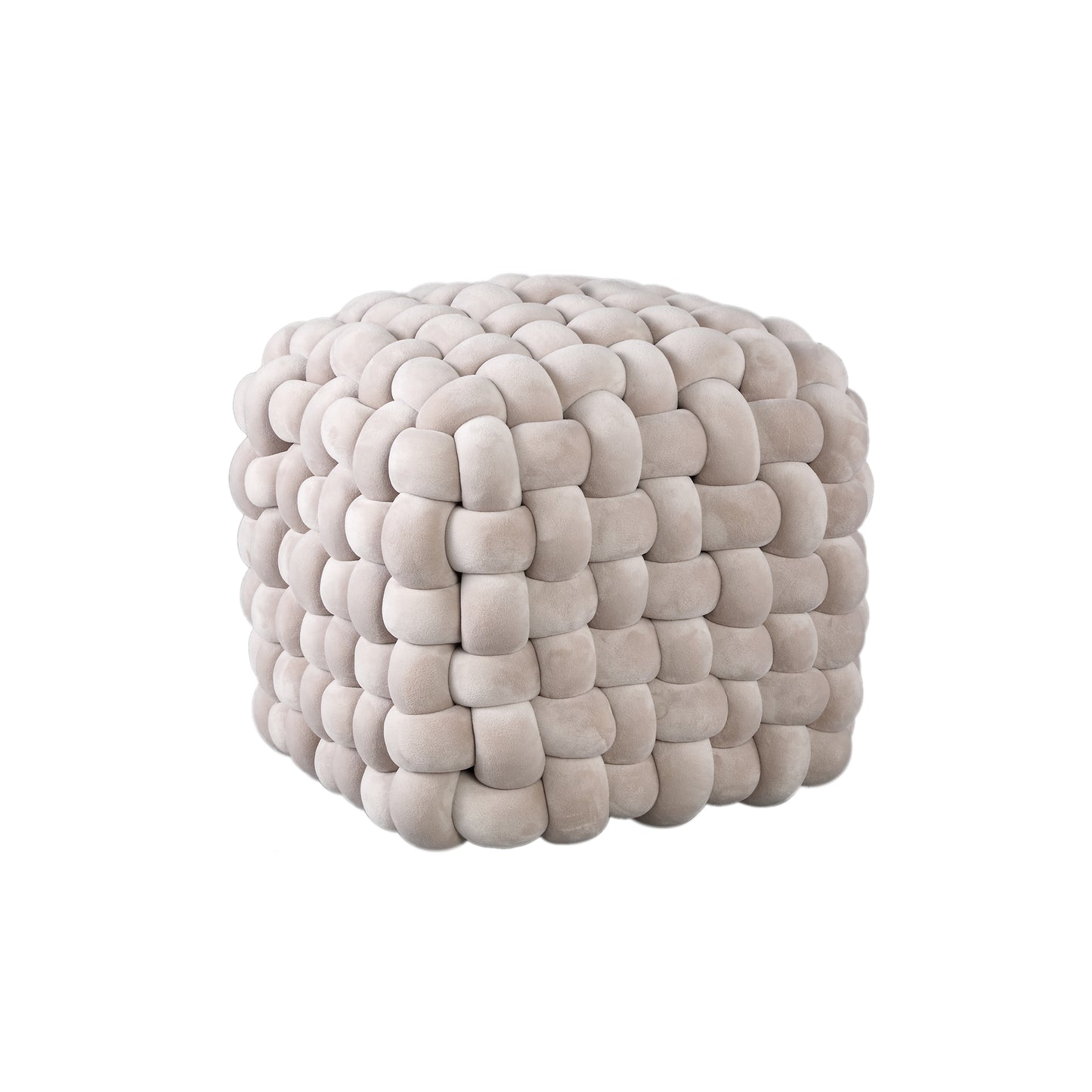 Roa Beige Polyester Hand Woven Pouf S