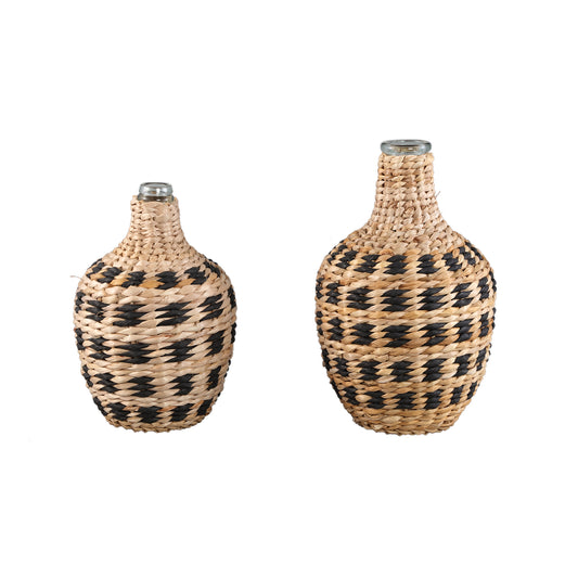 Williams Natuurlijke Zwart Glas Met Papier Vaas Set van 4 Stuks L - 4 Sets 30x17x17 cm